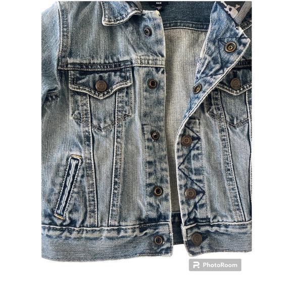 GAP Kids Denim Jacket with Gray Hood - Picture 3 of 4